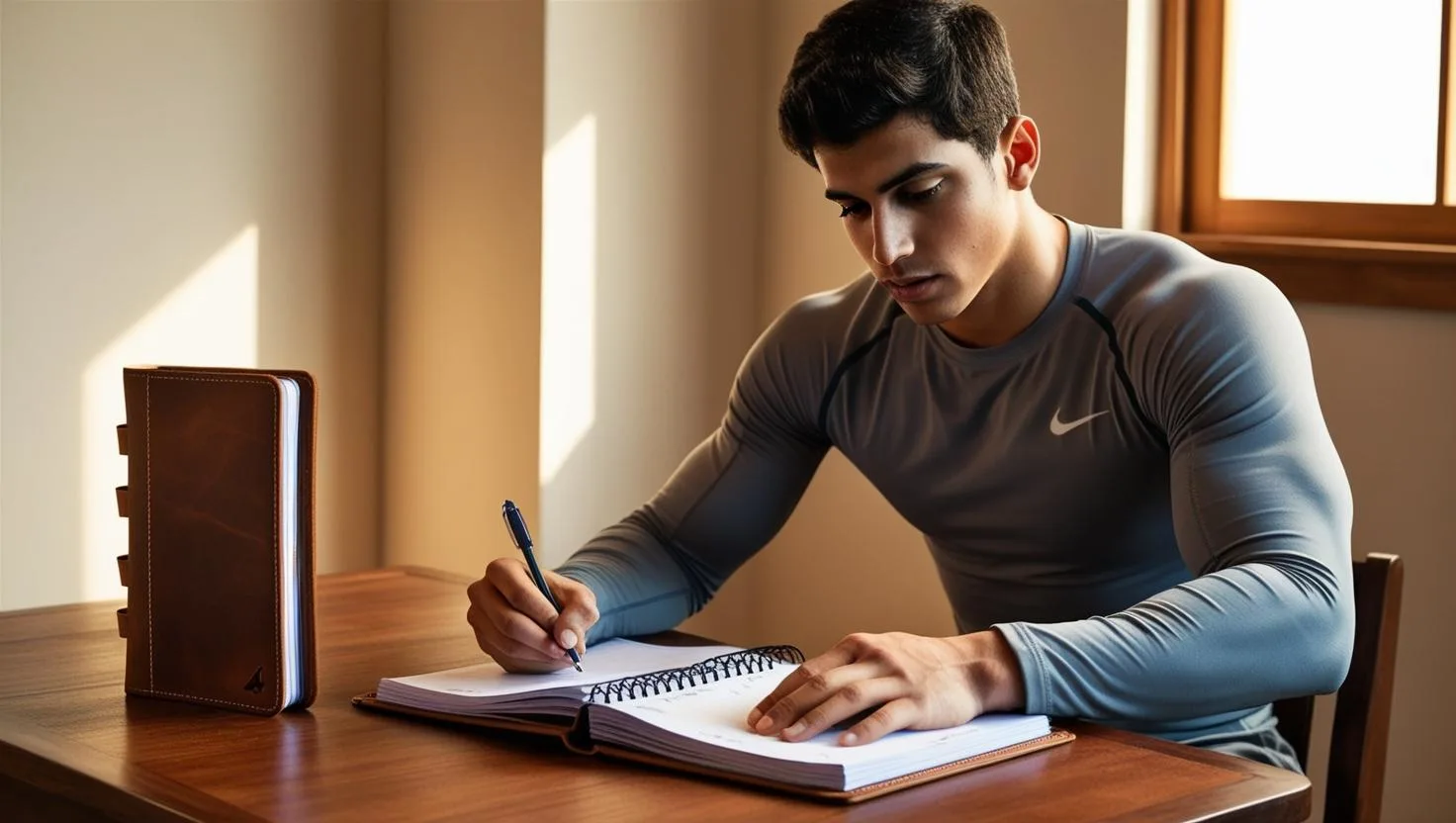 Person setting a workout schedule or planner