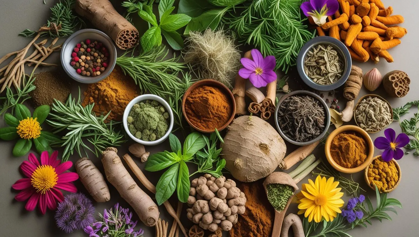 Insert collage of natural remedies ingredients