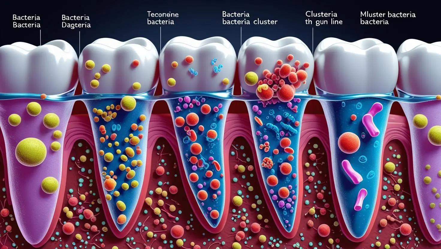 Insert diagram showing bacteria beneath gum line