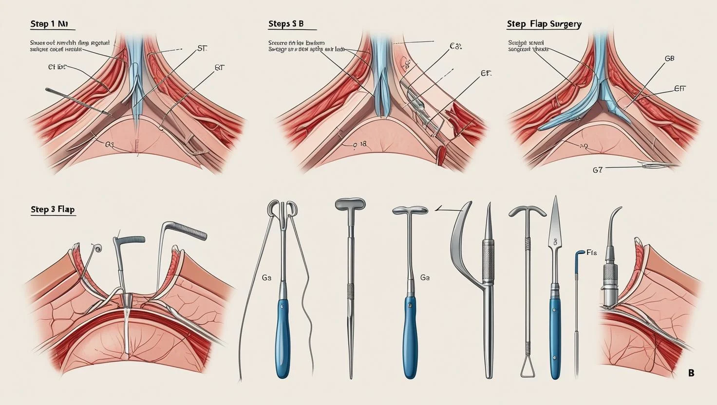 Insert diagram showing flap surgery procedure
