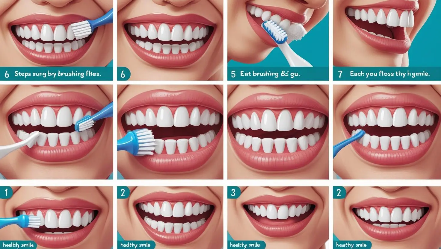 Insert step-by-step visual guide for proper brushing and flossing