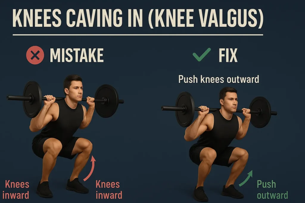 Your knees move inward when you lower or stand up.
